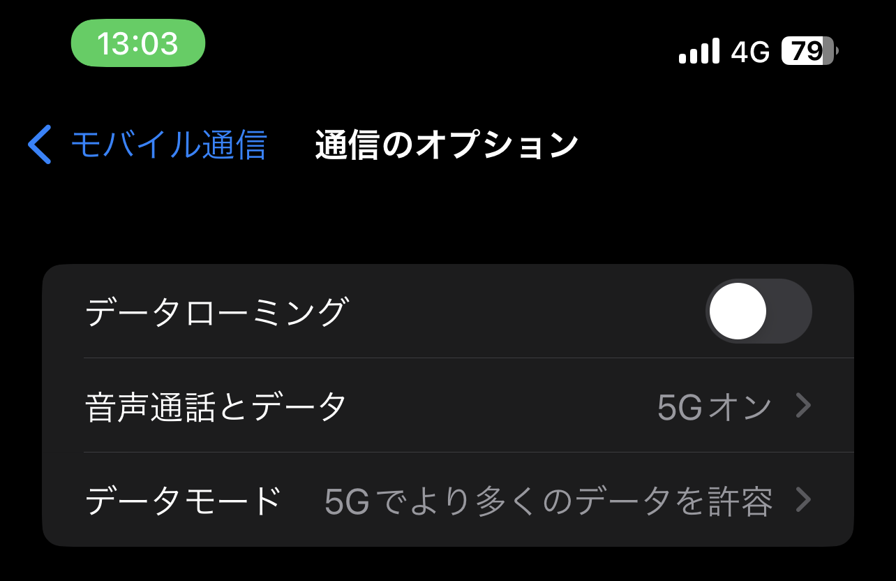 iPhoneの通信のオプション
