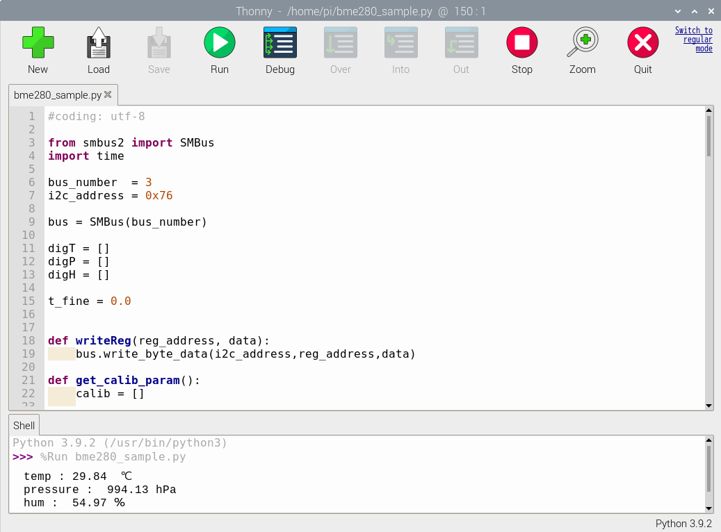 Python3用に修正したbme280_sample.py