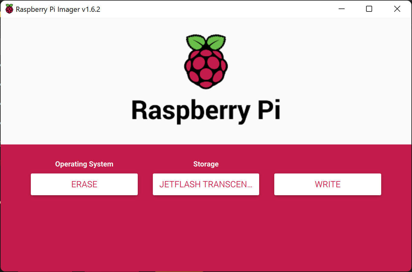 再フォーマットするmicroSDカードやUSBメモリを選択して「WRITE」実行