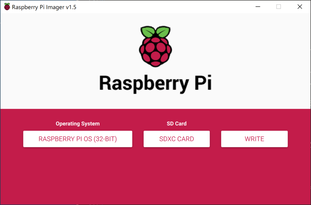 Raspberry Pi Imagerの操作画面