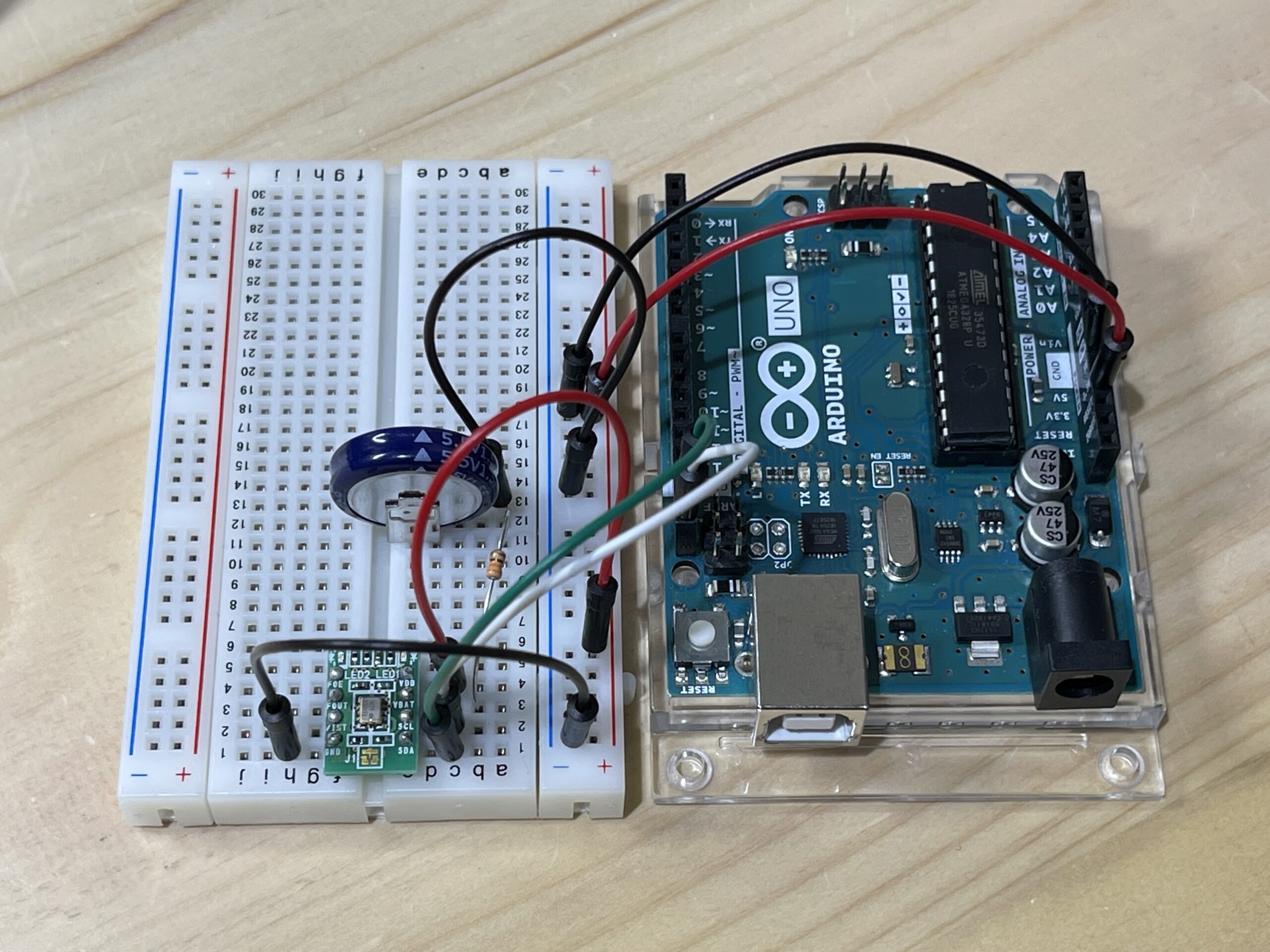LCDモジュールを実装する前のRX8900とArduino Uno Rev3