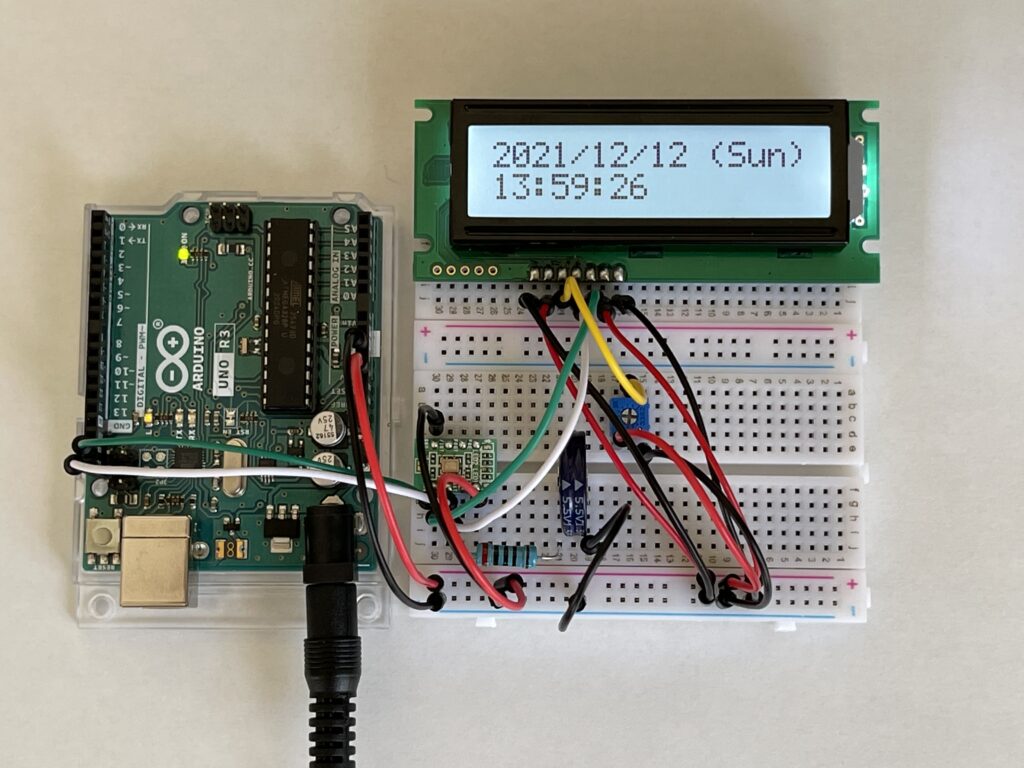 ArduinoとRTCモジュールRX8900を使ったLCD時計