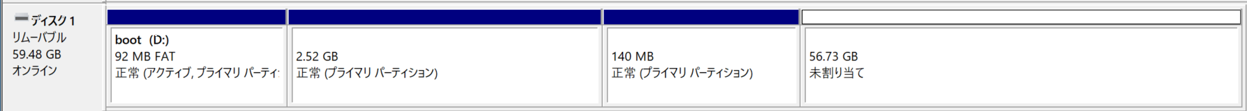 microSDカード(64GB)のパーティション構成