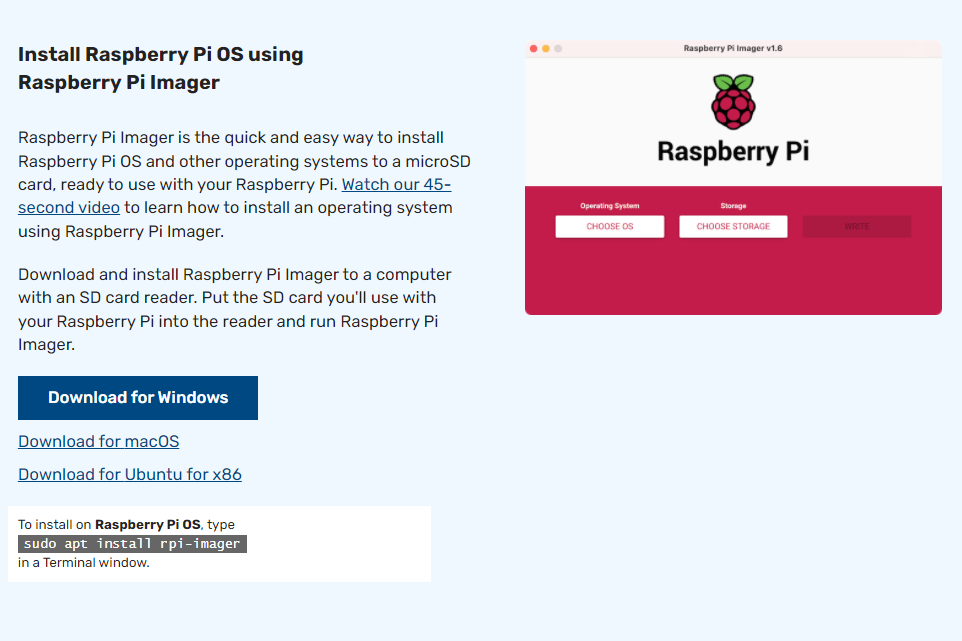 Raspberry Pi Imagerのダウンロードサイト
