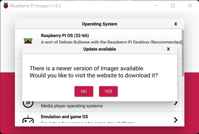 Raspberry Pi Imagerのアップデート通知