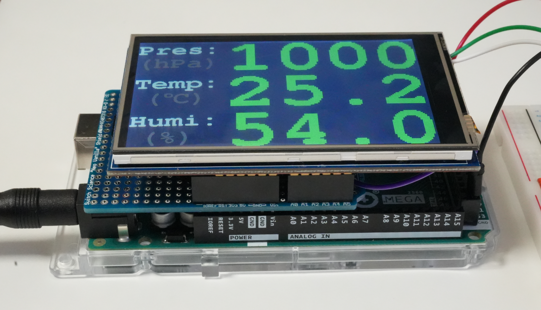 MEGA、変換シールド基板、3.5インチ液晶の3階建て