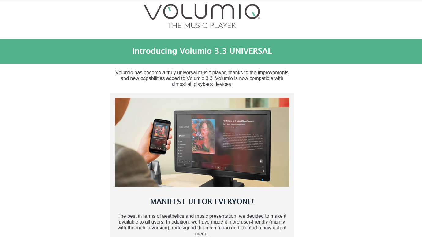 Introducing Volumio 3.3 UNIVERSAL